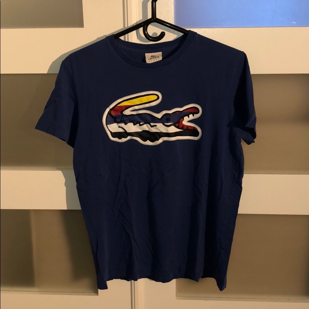 ⚜️Flash Sale⚜️ Blue Large Logo Lacoste Shirt